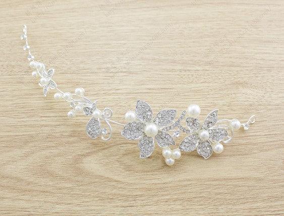 Butterfly Pearl Three Piece Bridal Soft Chain Headdress Jewelry Set