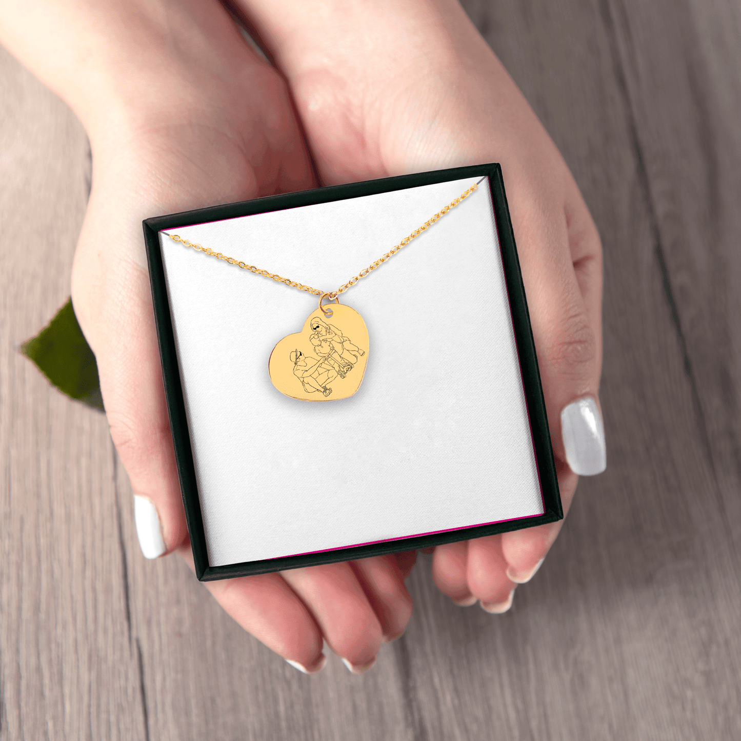 Custom Line Art Portrait Heart Necklace