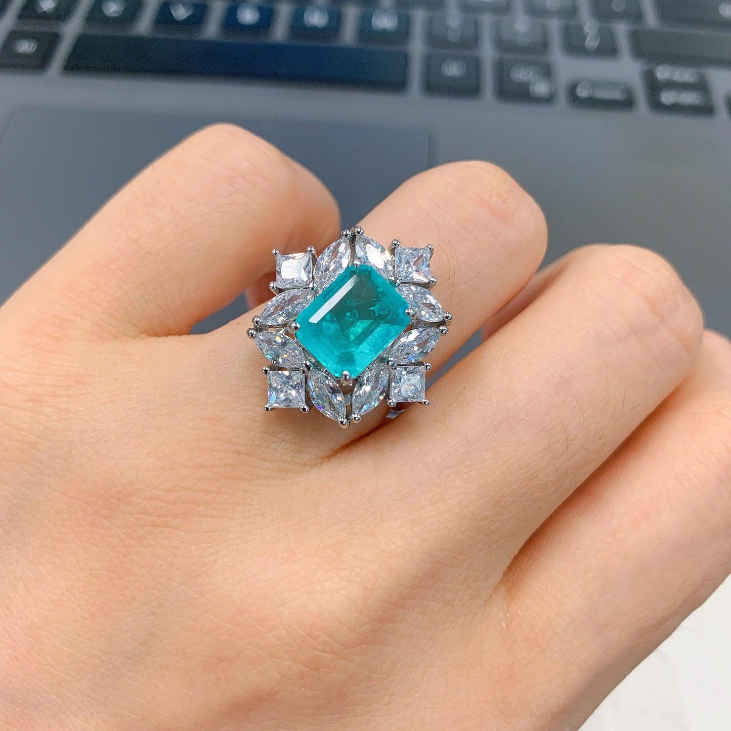 Paraiba Ring Emerald Ring