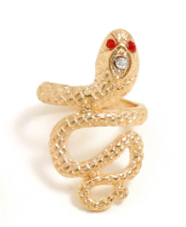 Multi-Piece Diamonds Exaggerated Emerald Snake-Shaped Joint Ring 7-Piece Set