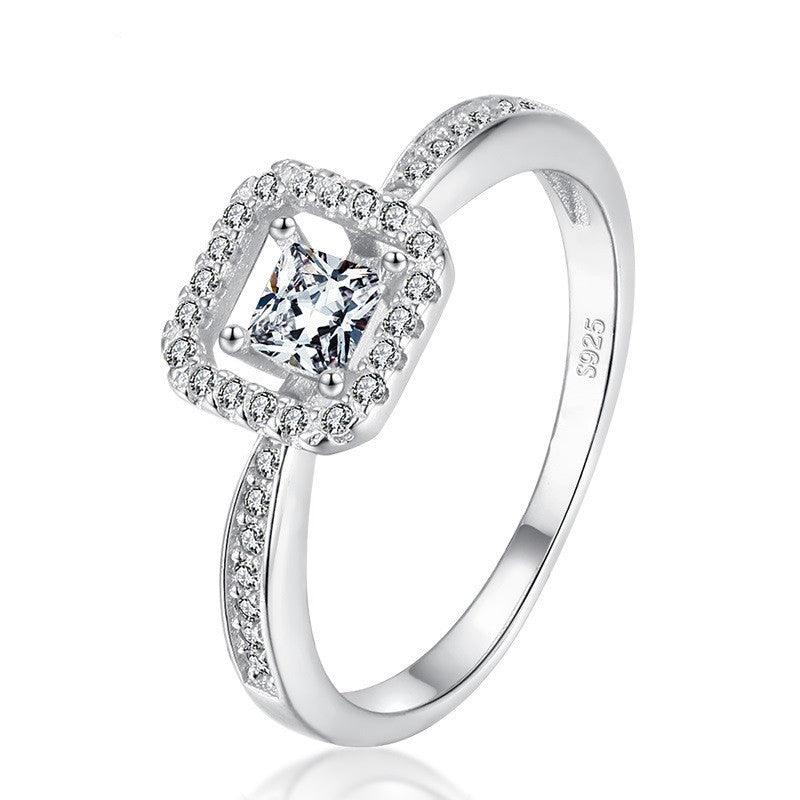 Sterling Silver Square Hollow  Ring