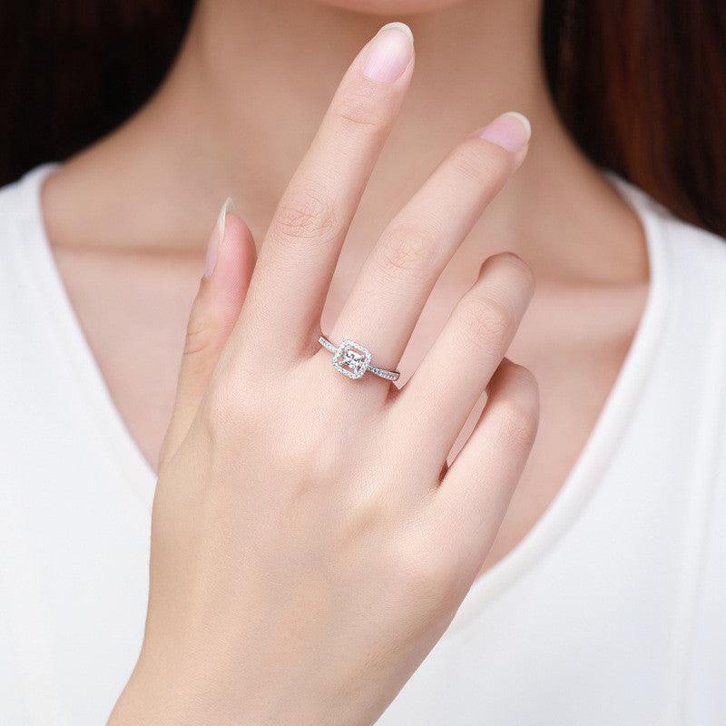 Sterling Silver Square Hollow  Ring