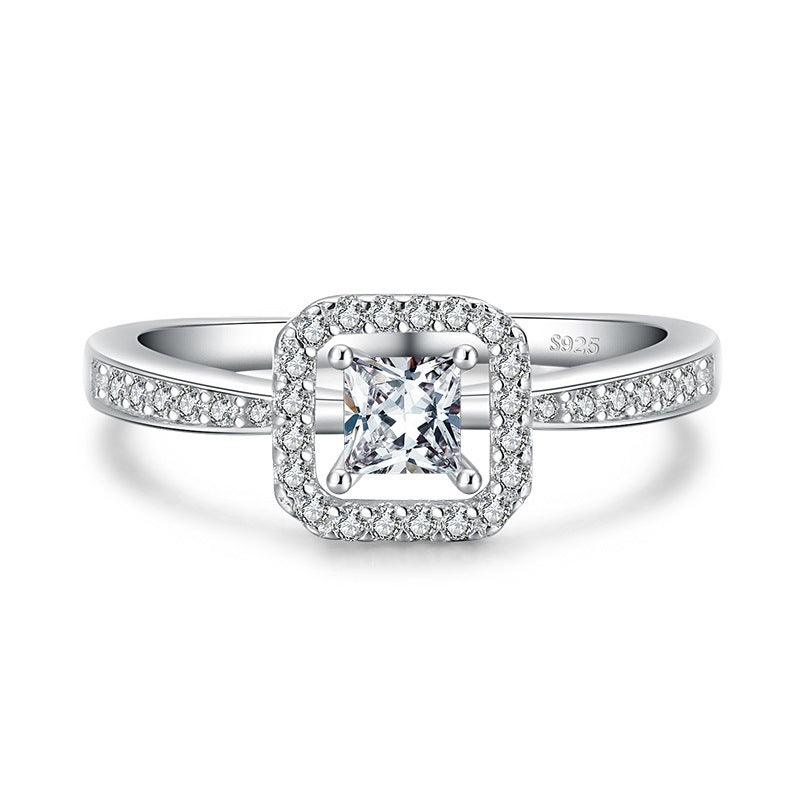 Sterling Silver Square Hollow  Ring