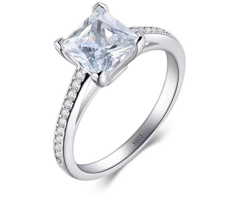 Classic Luxury Silver Plated Platinum With Diamond Ring
