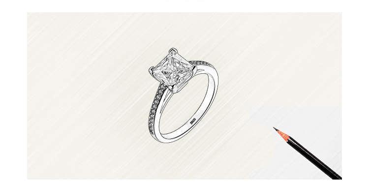 Classic Luxury Silver Plated Platinum With Diamond Ring