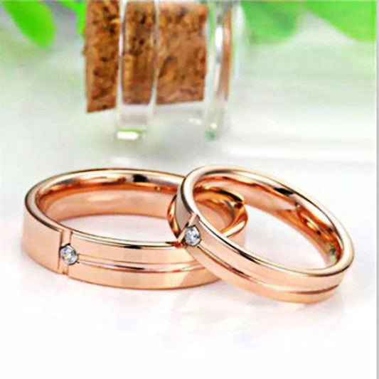 Gold  Slotted Zircon Tungsten Steel Ring