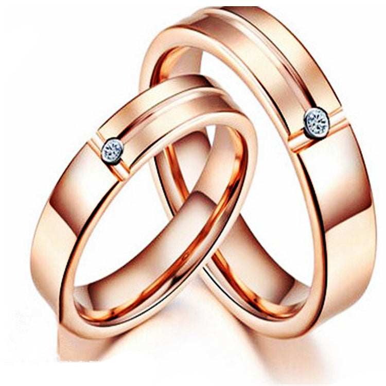 Gold  Slotted Zircon Tungsten Steel Ring