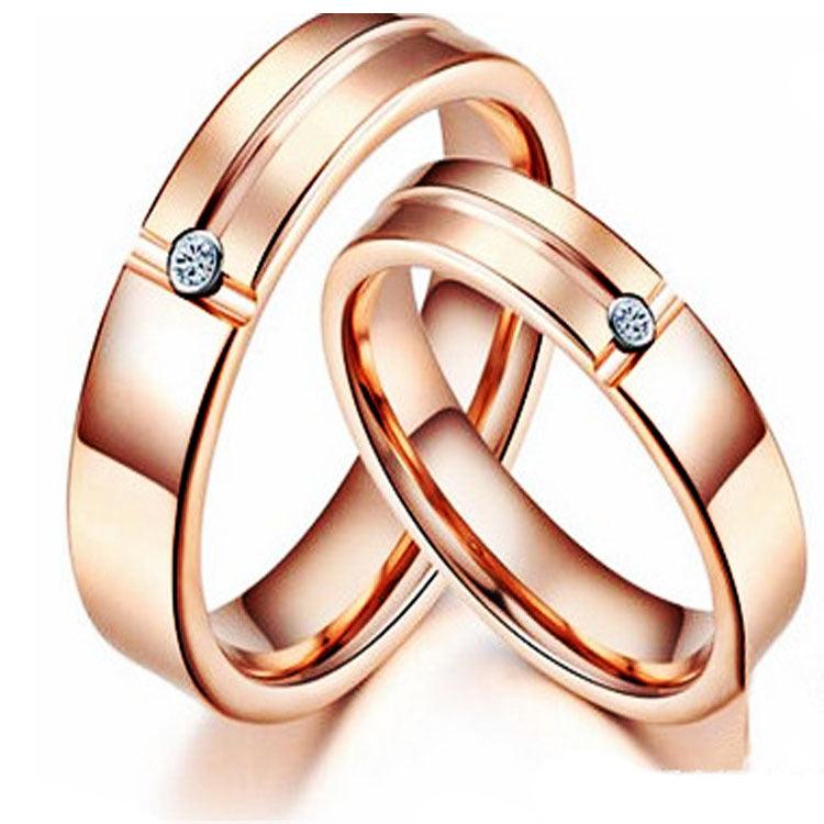 Gold  Slotted Zircon Tungsten Steel Ring