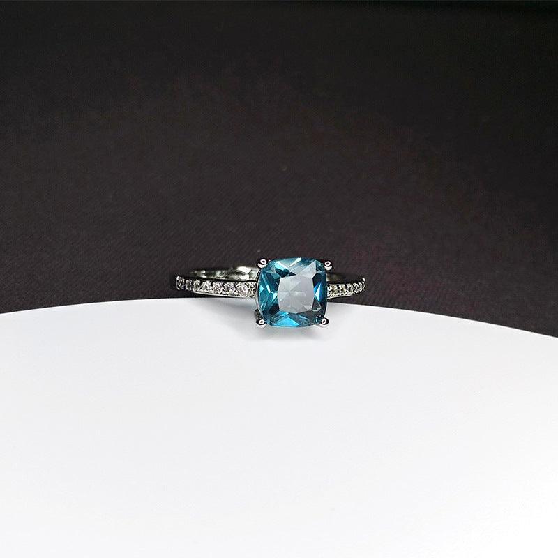 Four Prong Sapphire Moissanite Diamond Ring