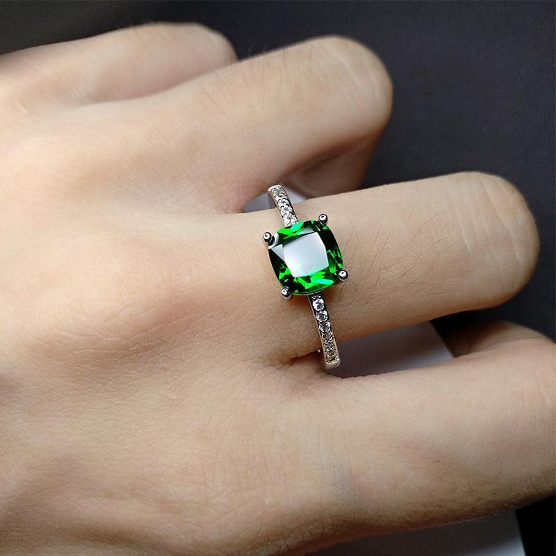 Four Prong Sapphire Moissanite Diamond Ring