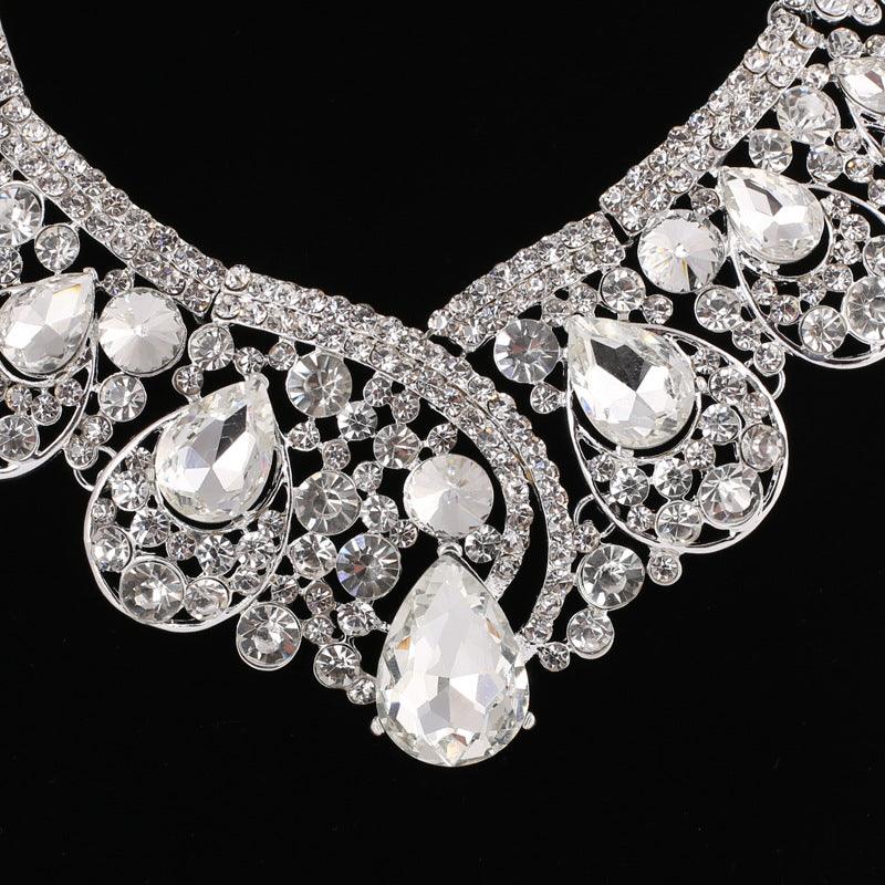 Alloy Rhinestone Wedding Dress WY Crystal Necklace Earrings Two Sets