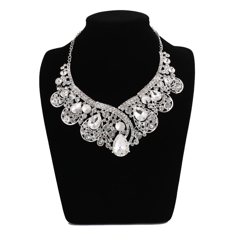 Alloy Rhinestone Wedding Dress WY Crystal Necklace Earrings Two Sets