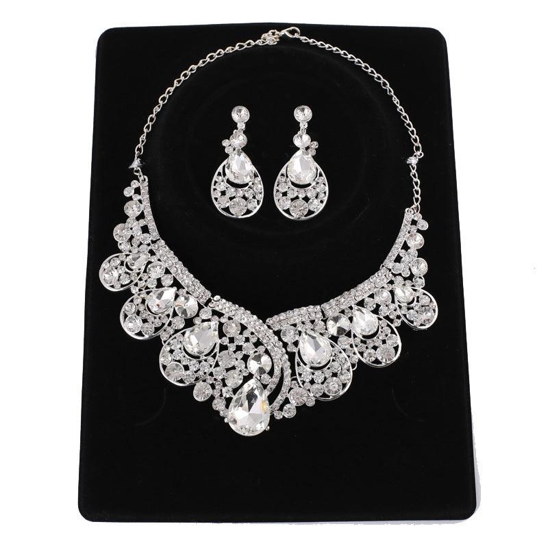 Alloy Rhinestone Wedding Dress WY Crystal Necklace Earrings Two Sets