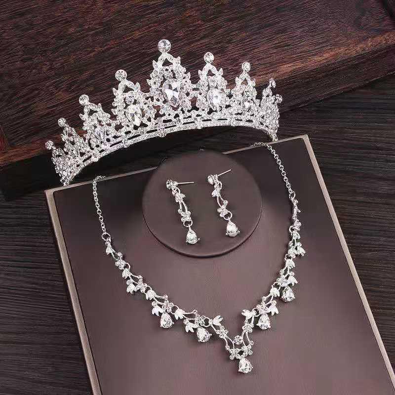 Rhinestone Crown Necklace Set Wedding Accessories