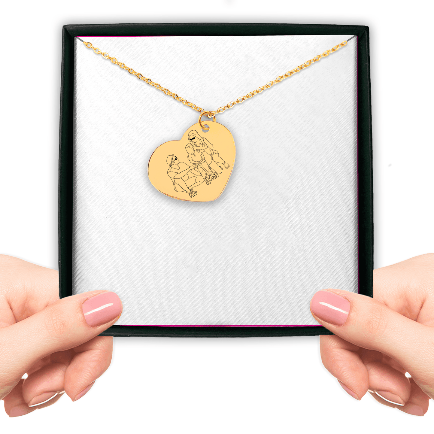 Custom Line Art Portrait Heart Necklace