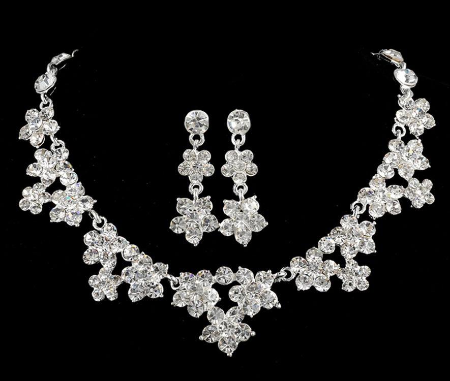 Crystal necklace, two sets of bridal jewelry set