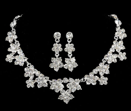 Crystal necklace, two sets of bridal jewelry set
