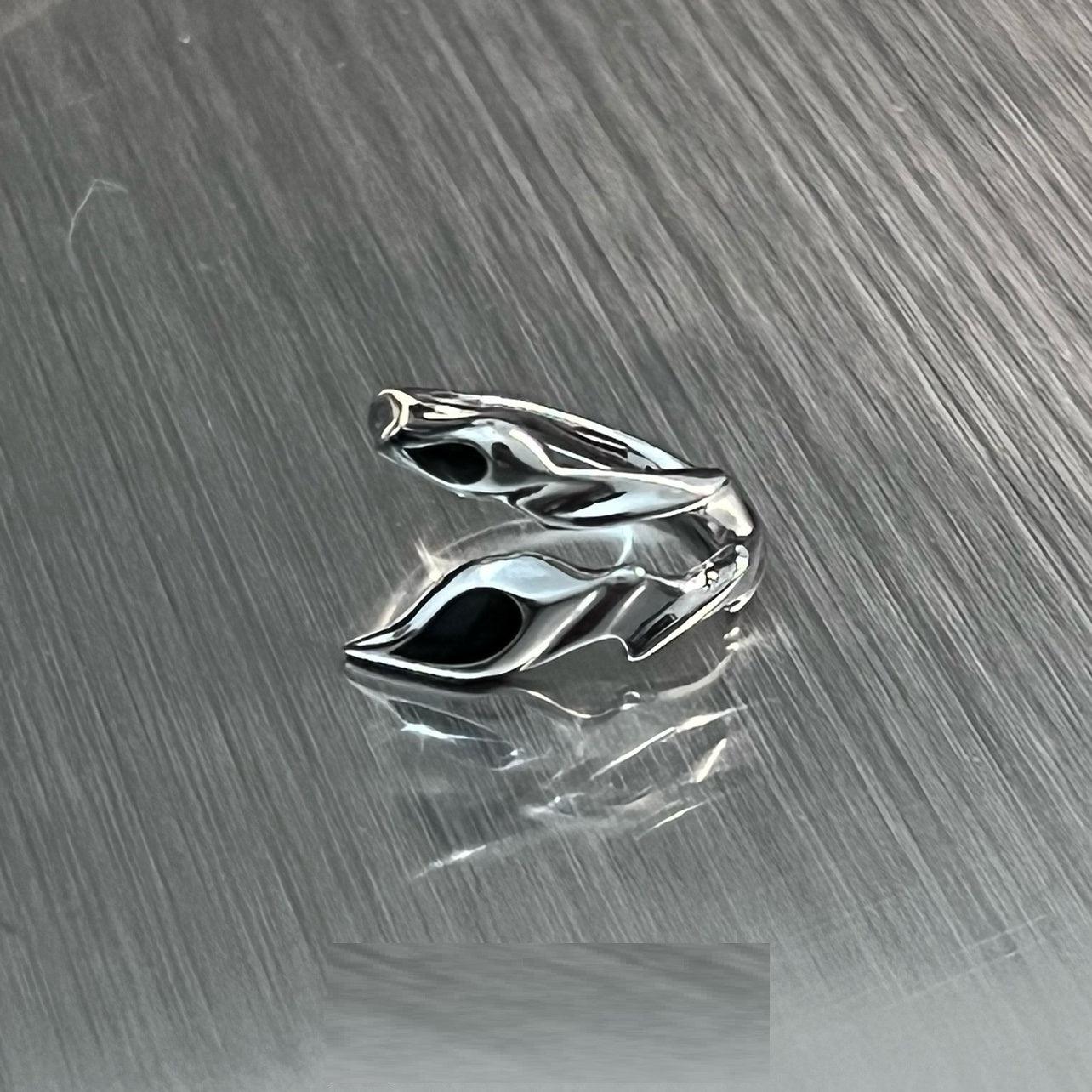 Irregular Shaped Black Onyx Metal Ring Street Tide Special-interest Design High Sense unisex