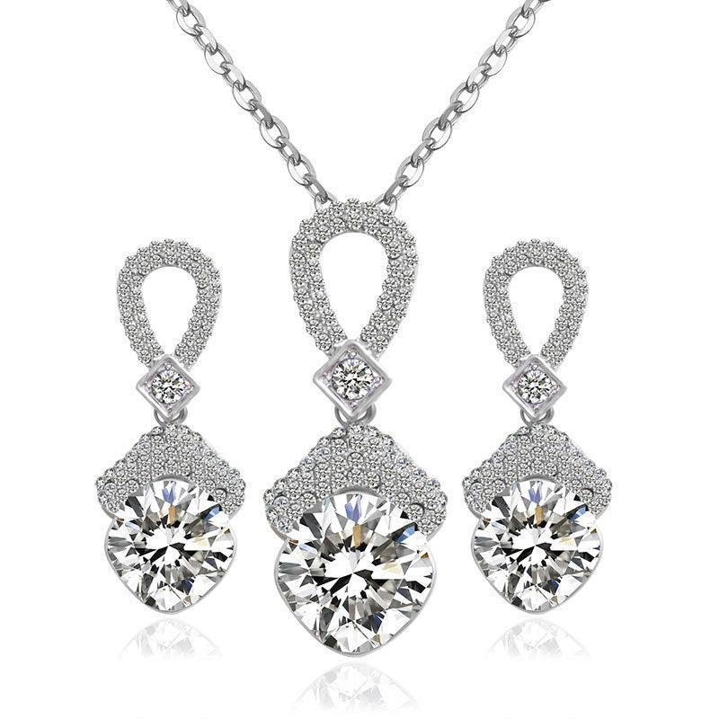 S010 Bride Necklace Earrings Set East Accessories 2 Sets Of Zircon Bride Jewelry Necklace Set