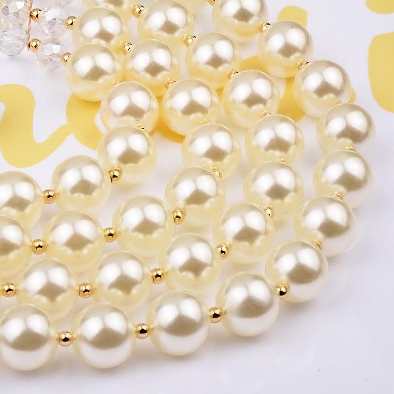Crystal Pearl Long Necklace Earrings bridal jewelry set accessories