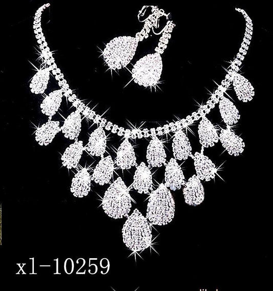 Diamond Necklace Set Wedding Bride Evening Costume Jewelry Set