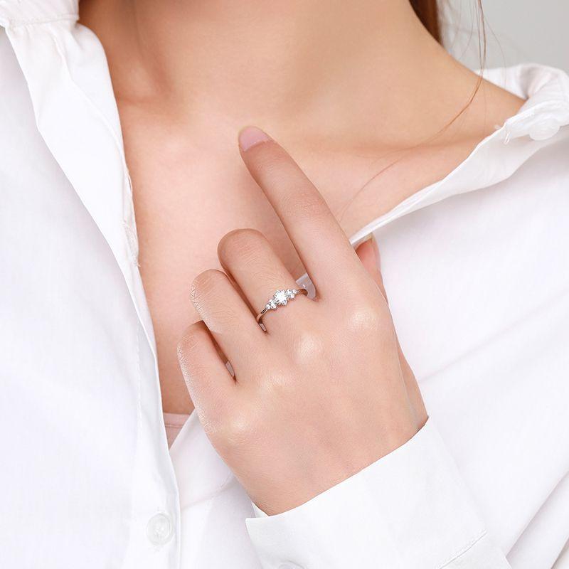S925 Simple Light Luxury Zircon Silver Ring