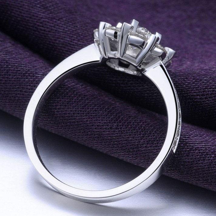 18K Gold Bare Diamond Zircon Engagement And Wedding Ring