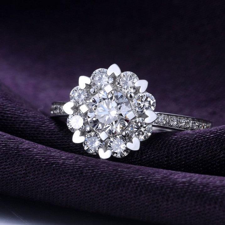 18K Gold Bare Diamond Zircon Engagement And Wedding Ring