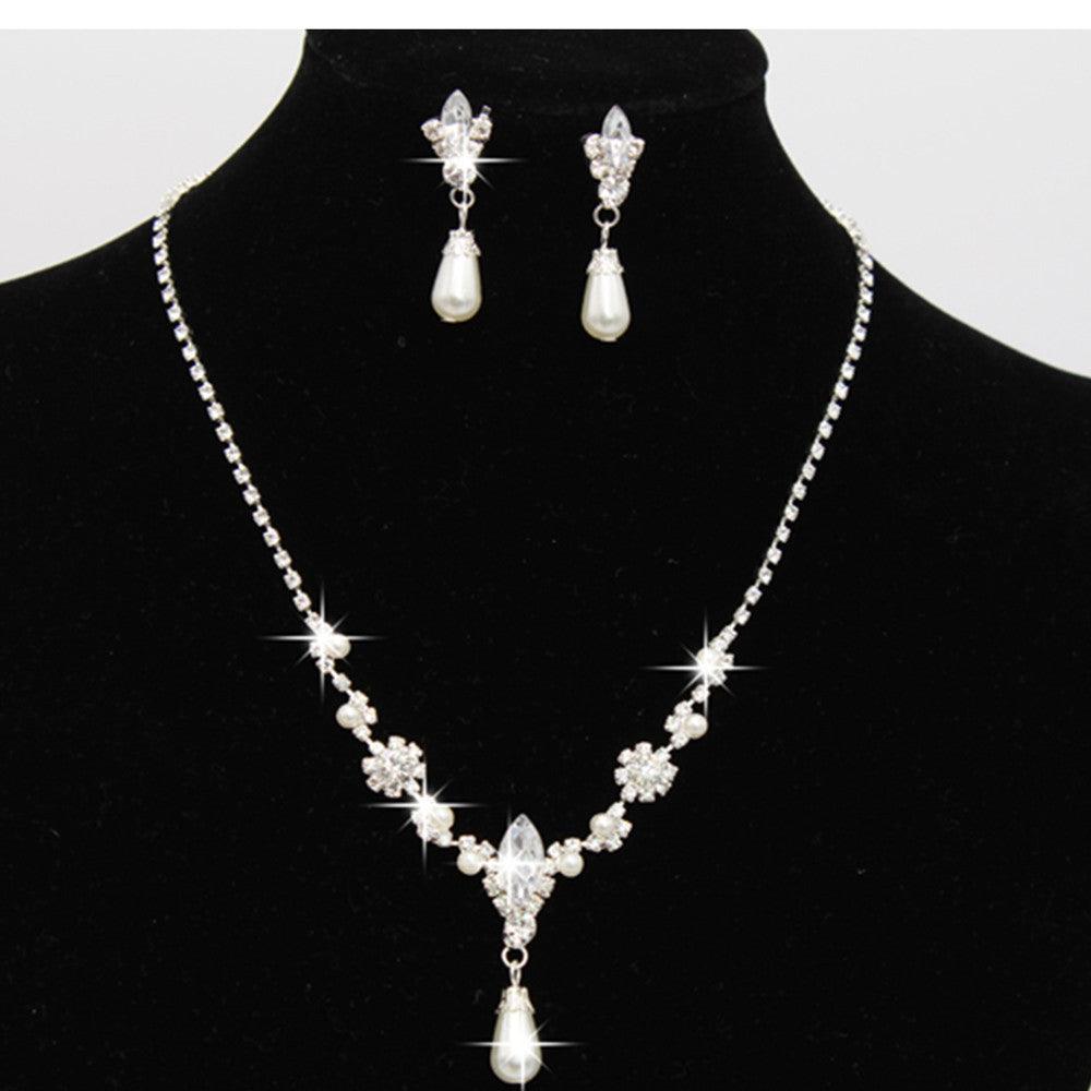 8633 Drops pearl Necklace, Earrings Set