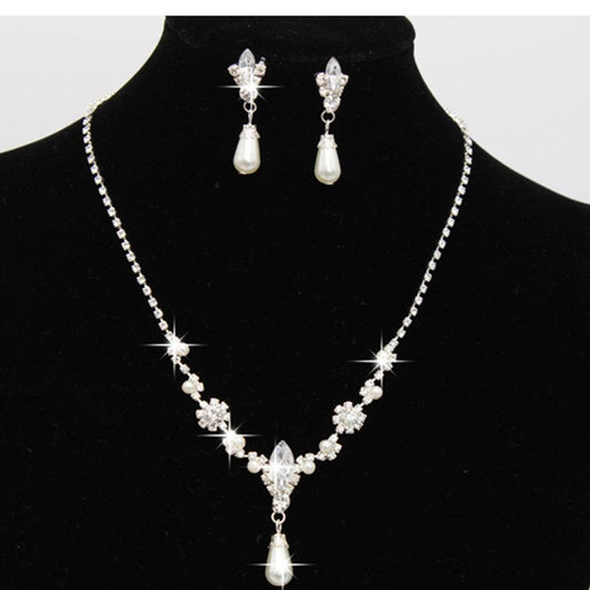 8633 Drops pearl Necklace, Earrings Set