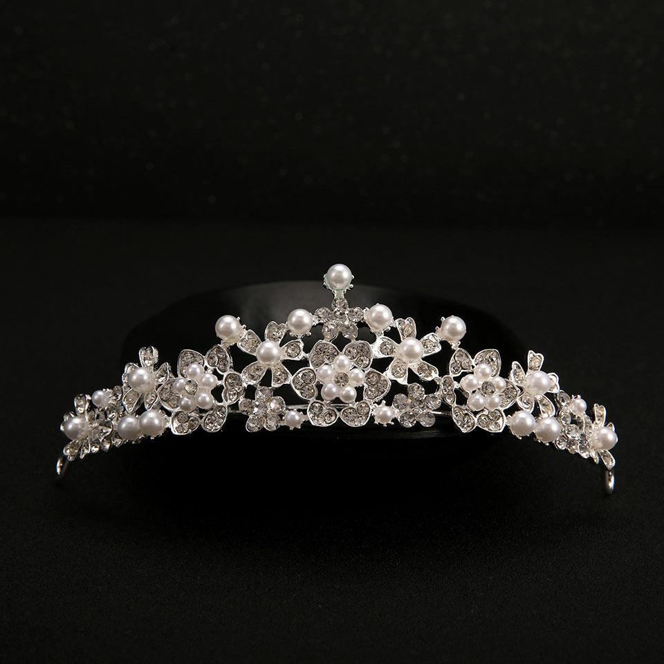 Bridal headdress, three sets of crystal flower necklace, diamond earrings, Wind crown, wedding jewelry set