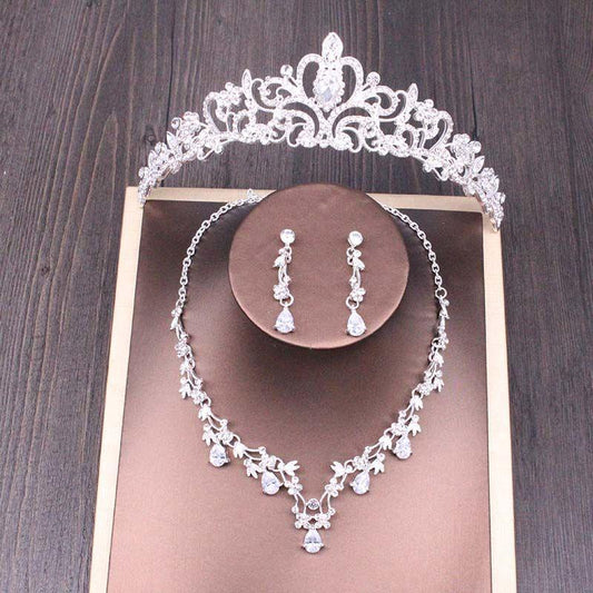 Rhinestone Crown Necklace Set Wedding Accessories