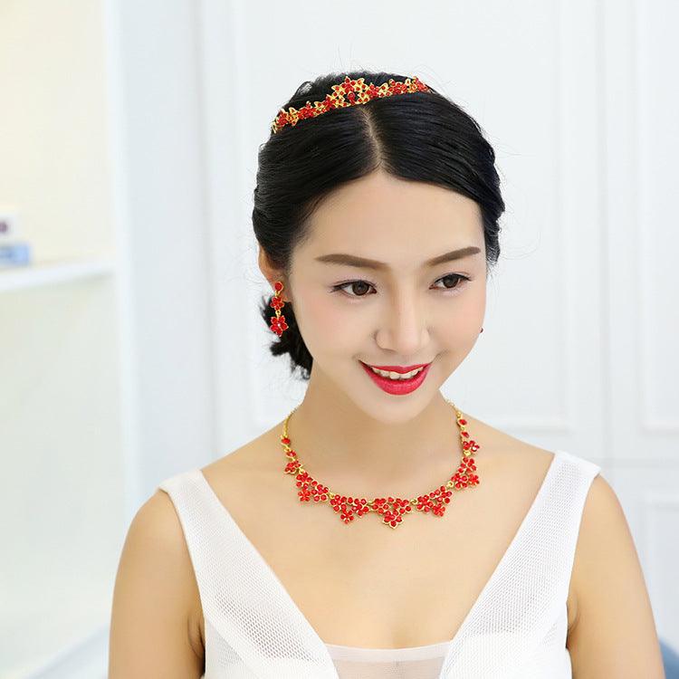 Crystal necklace, two sets of bridal jewelry set
