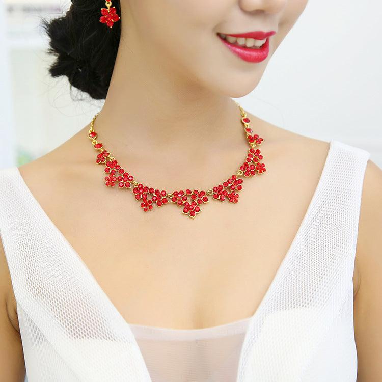 Crystal necklace, two sets of bridal jewelry set