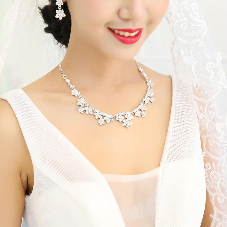 Crystal necklace, two sets of bridal jewelry set