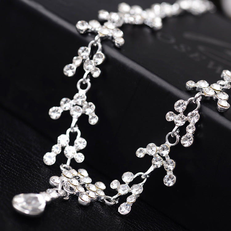 Drop Bride Wedding Diamond Necklace Earrings Set