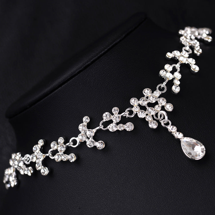 Drop Bride Wedding Diamond Necklace Earrings Set