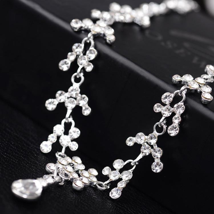 Drop Bride Wedding Diamond Necklace Earrings Set