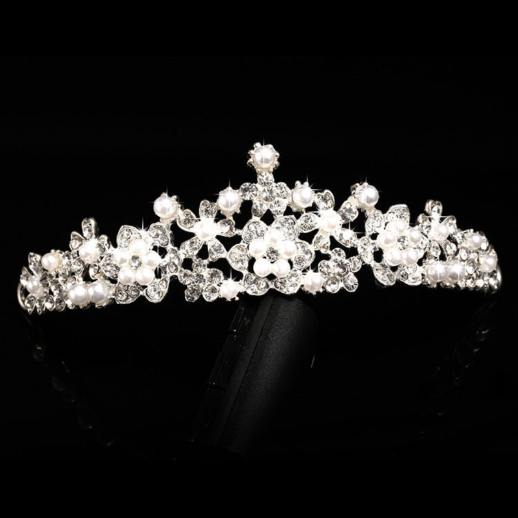 Bridal headdress, three sets of crystal flower necklace, diamond earrings, Wind crown, wedding jewelry set