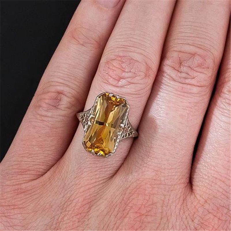 Citrine Hollow Carved Ring