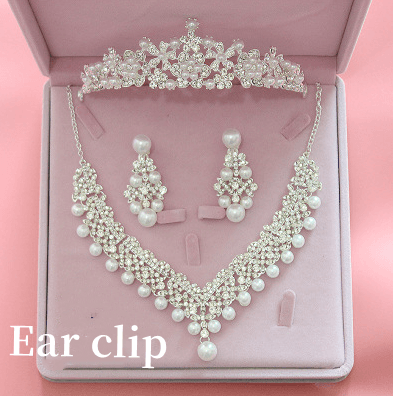 Three sets crown Pearl wedding Necklace Set
