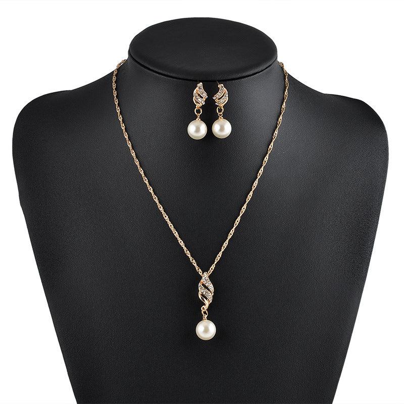 Bridal beaded pearl banquet dress jewelry piece set