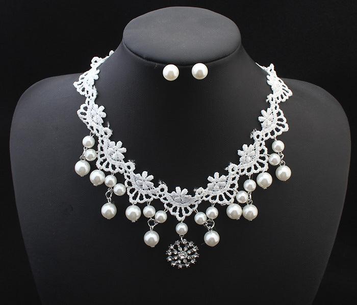 Elegant jewelry bride pearl necklace set