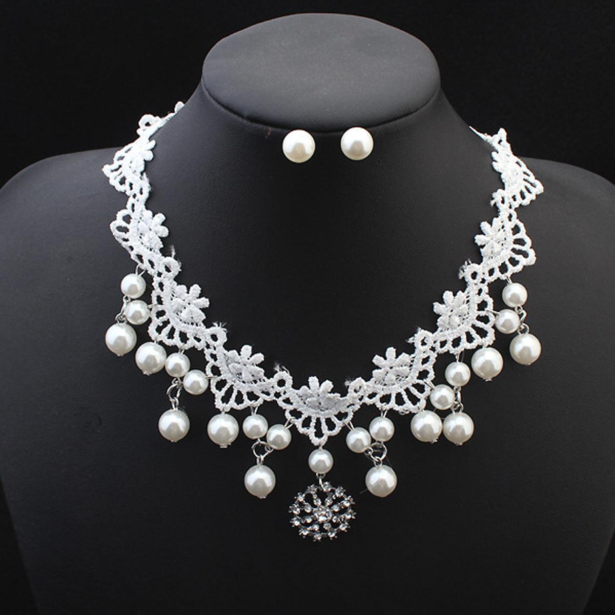 Elegant jewelry bride pearl necklace set