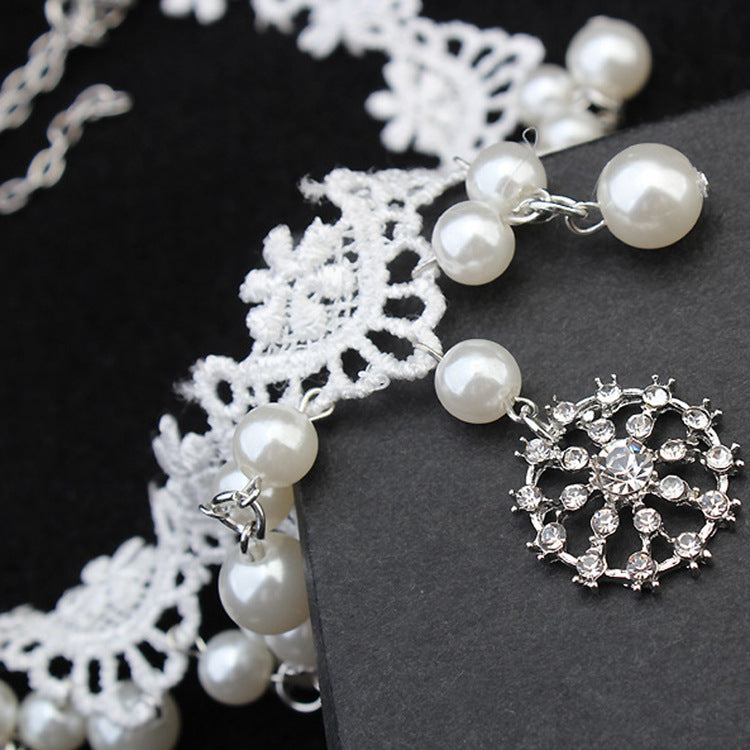 Elegant jewelry bride pearl necklace set