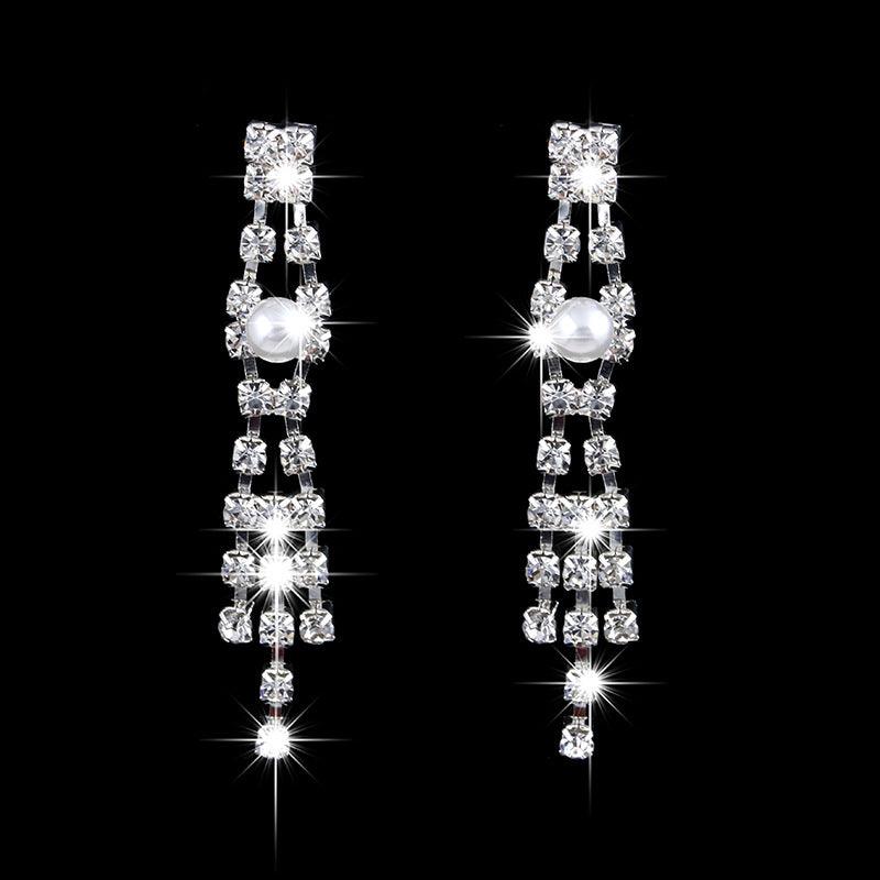 OL 465 Pearl Rhinestone bridal claw chain jewelry set