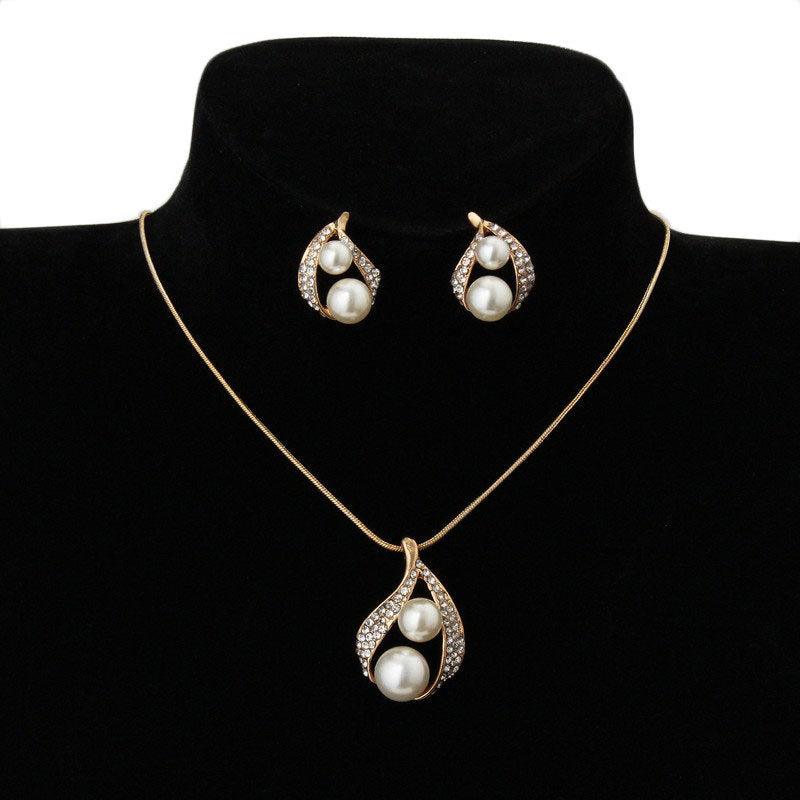 Pearl water drop bridal Necklace Set