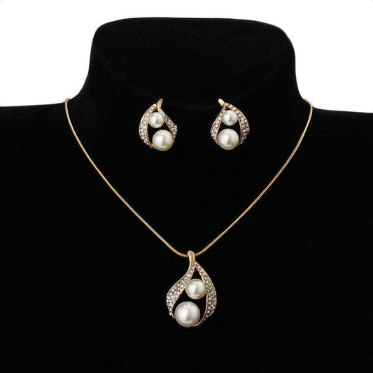 Pearl water drop bridal Necklace Set