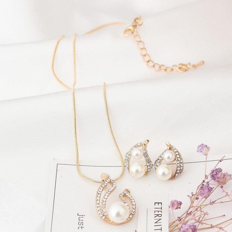 Pearl water drop bridal Necklace Set