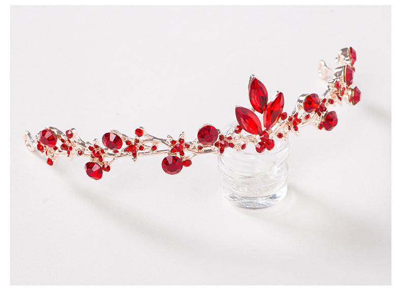Bridal red necklace earrings three sets